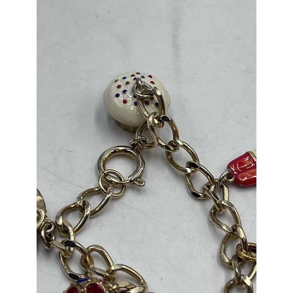 Monet Vintage Signed Gold‎ Tone Summertime Sweets Charms Bracelet - Picture 5 of 13
